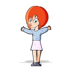cartoon woman with open arms N41