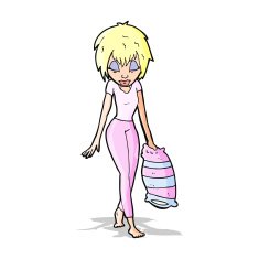 cartoon woman going to bed N3