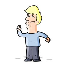 Cartoon Man Giving Peace Sign N23