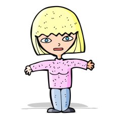 cartoon woman with open arms N42