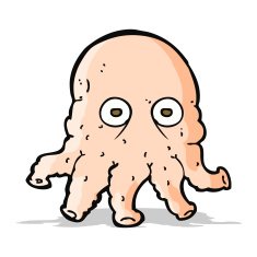 cartoon alien squid face N14
