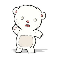 cartoon waving polar bear cub N13