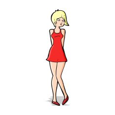 cartoon pretty woman in dress N18