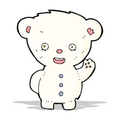 cartoon waving polar bear cub N14
