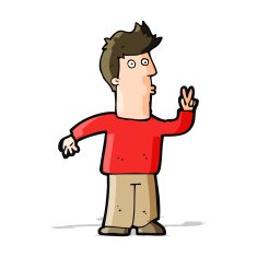 Cartoon Man Giving Peace Sign N24