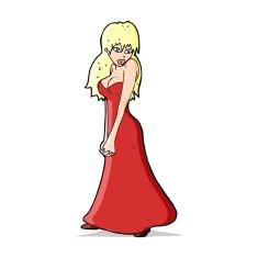 cartoon pretty woman in dress N19