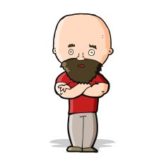cartoon shocked bald man with beard N5