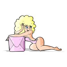 cartoon pin up woman with box N5