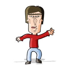 cartoon angry man waving warning N5