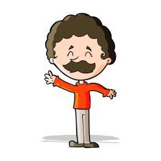 cartoon man with mustache waving N13
