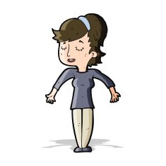 cartoon friendly woman shrugging shoulders N5