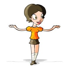 cartoon woman with arms spread wide N5