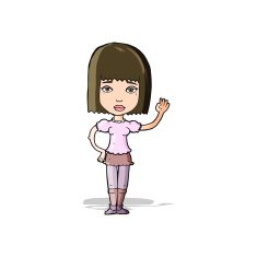 Cartoon Woman Waving N137
