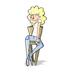 cartoon woman posing on chair N10