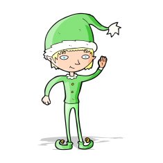 cartoon waving christmas elf N4