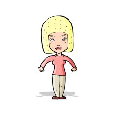 cartoon woman shrugging shoulders N203