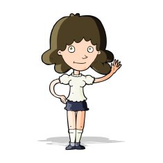Cartoon Woman Waving N138