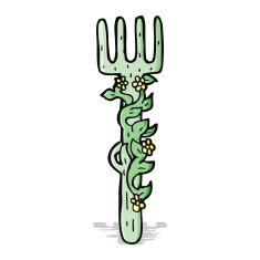 cartoon ornate wooden fork N5