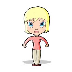 cartoon woman shrugging shoulders N206