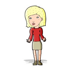 cartoon woman shrugging shoulders N207