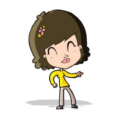 cartoon happy woman pointing N24