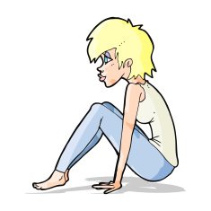 cartoon woman sitting N9