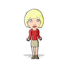 cartoon woman shrugging shoulders N208