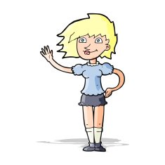 Cartoon Woman Waving N142