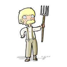 Cartoon Farmer With Pitchfork N6