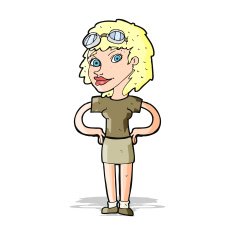 cartoon retro pilot woman N4