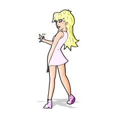 cartoon woman posing in dress N14