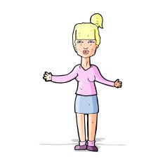 cartoon woman shrugging shoulders N210
