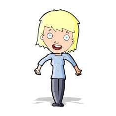 cartoon woman shrugging shoulders N211