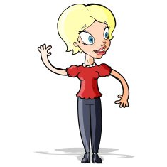 Cartoon Woman Waving N145