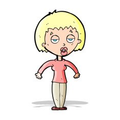 cartoon woman shrugging shoulders N212
