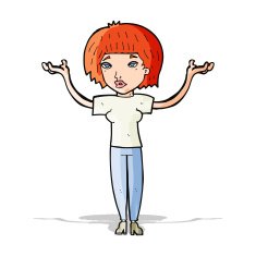cartoon woman shruggin shoulders N2