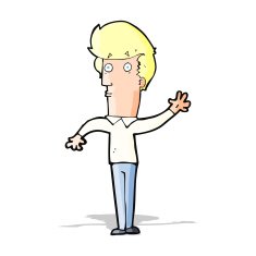 cartoon nervous man waving N8