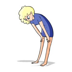 cartoon woman looking at her feet N4