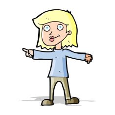 cartoon happy woman pointing N26