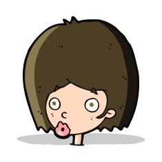 cartoon surprised female face N26