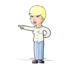 cartoon woman pointing finger of blame N4