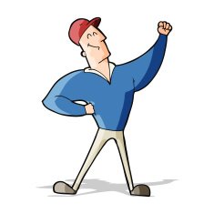 cartoon man striking heroic pose N5
