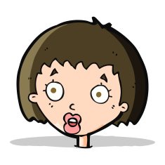 cartoon surprised female face N27