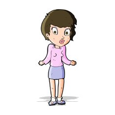 cartoon woman shrugging shoulders N215