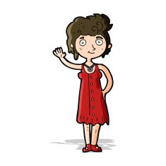 cartoon hippie woman waving N4