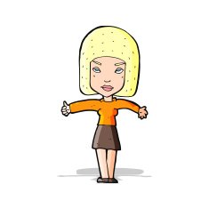 cartoon woman giving thumbs up symbol N29