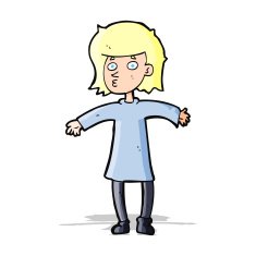 cartoon nervous woman N18