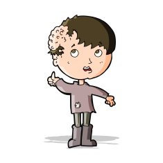 cartoon boy with growth on head N16
