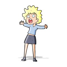 cartoon frightened woman N14