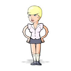 cartoon woman with hands on hips N100